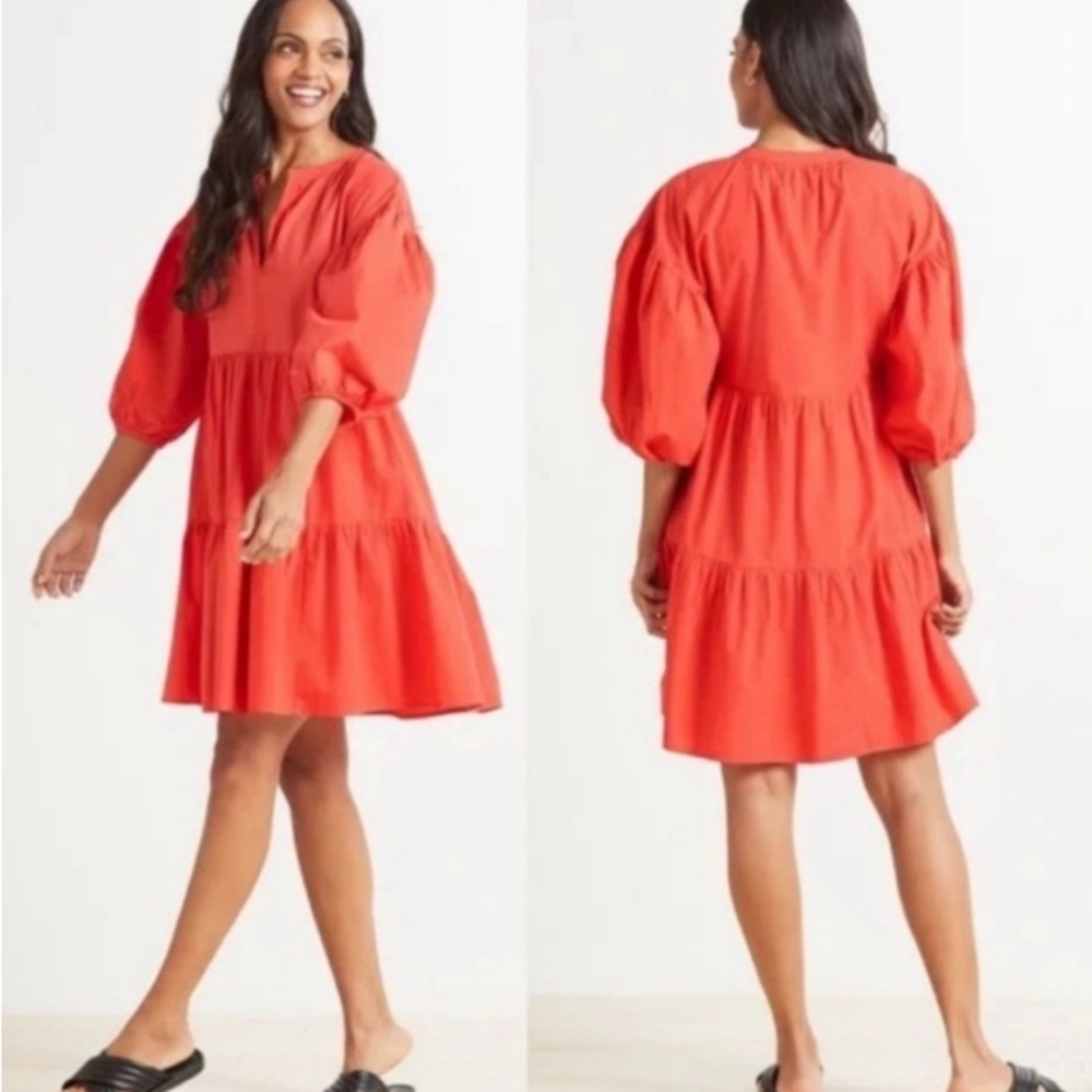 Skies Are Blue Vibrant Orange Long Sleeve Dress